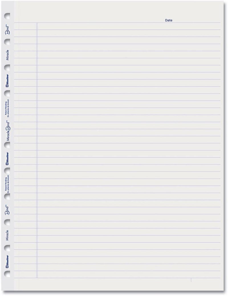 Blueline MiracleBind Notebook Refill Sheets Ruled 11" H x 9.06" W x 0.13" D 50 Sheets (AFR11050R) , White
